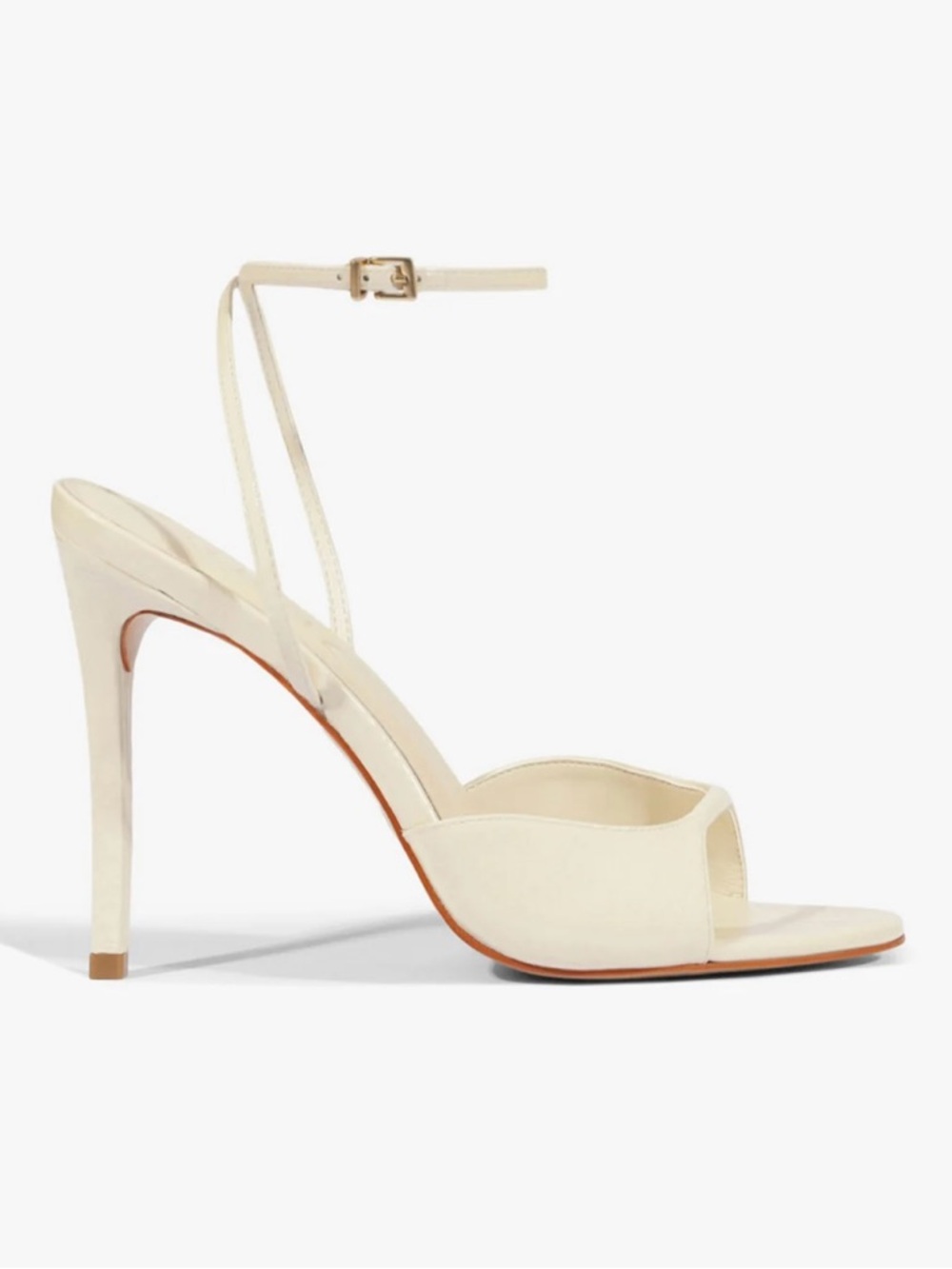 Arlette Patent Leather Ivory Ankle-Strap Stiletto Sandals